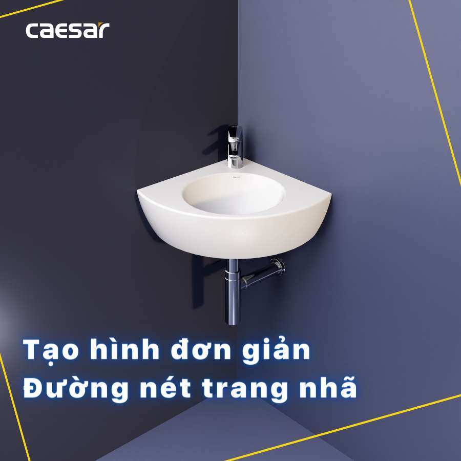 Chậu rửa lavabo treo tường đặt góc Caesar L2014 - 6