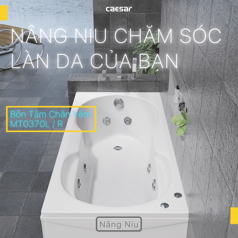 Bồn tắm chân yếm 1m7 massage Caesar MT0370L(R) - 2