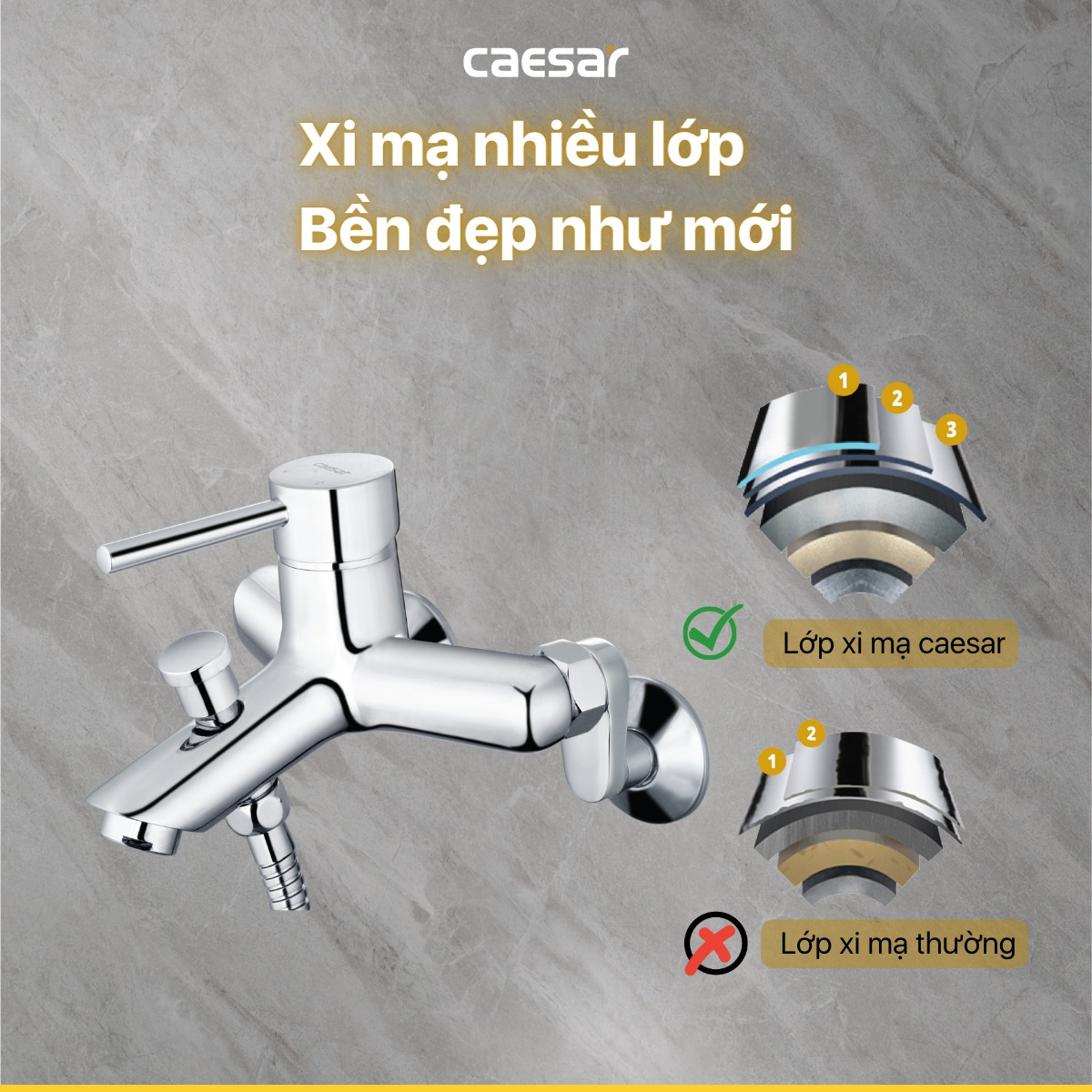 Bộ vòi sen tắm nóng lạnh Caesar S233C - 5