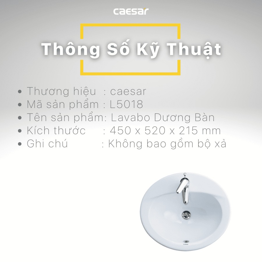 Chậu lavabo dương vành Caesar L5018 - 17