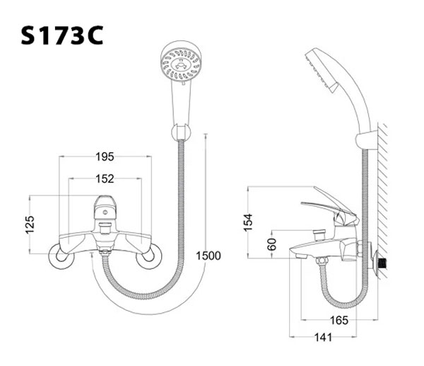 Bộ vòi sen tắm nóng lạnh Caesar S173C - 9