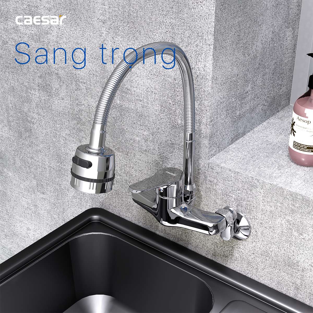 Vòi bếp nóng lạnh gắn tường Caesar K526C - 23