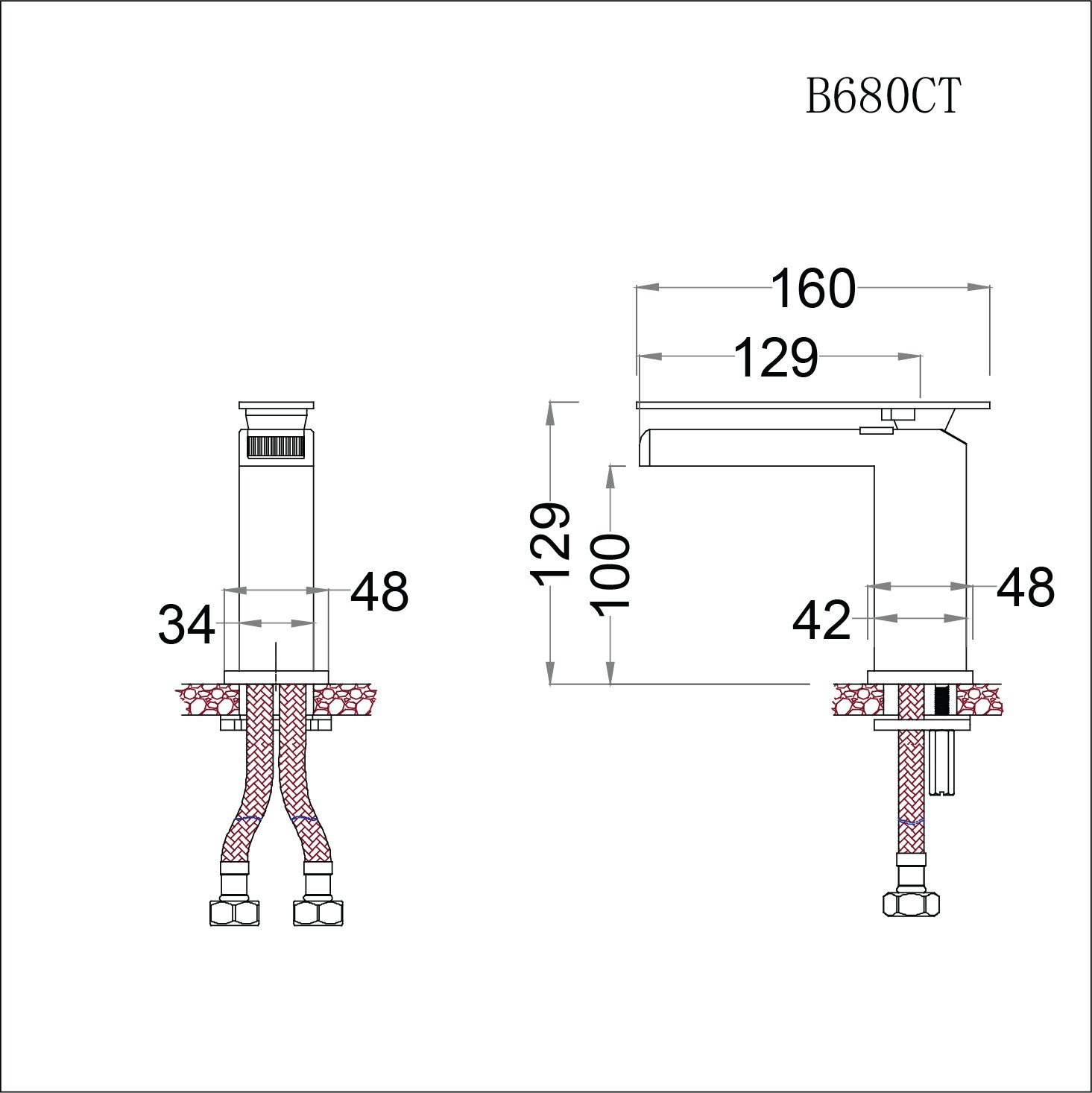 Vòi chậu lavabo nóng lạnh Caesar B680CT - 6