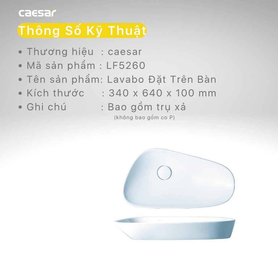 Chậu lavabo đặt bàn Caesar LF5260 - 18