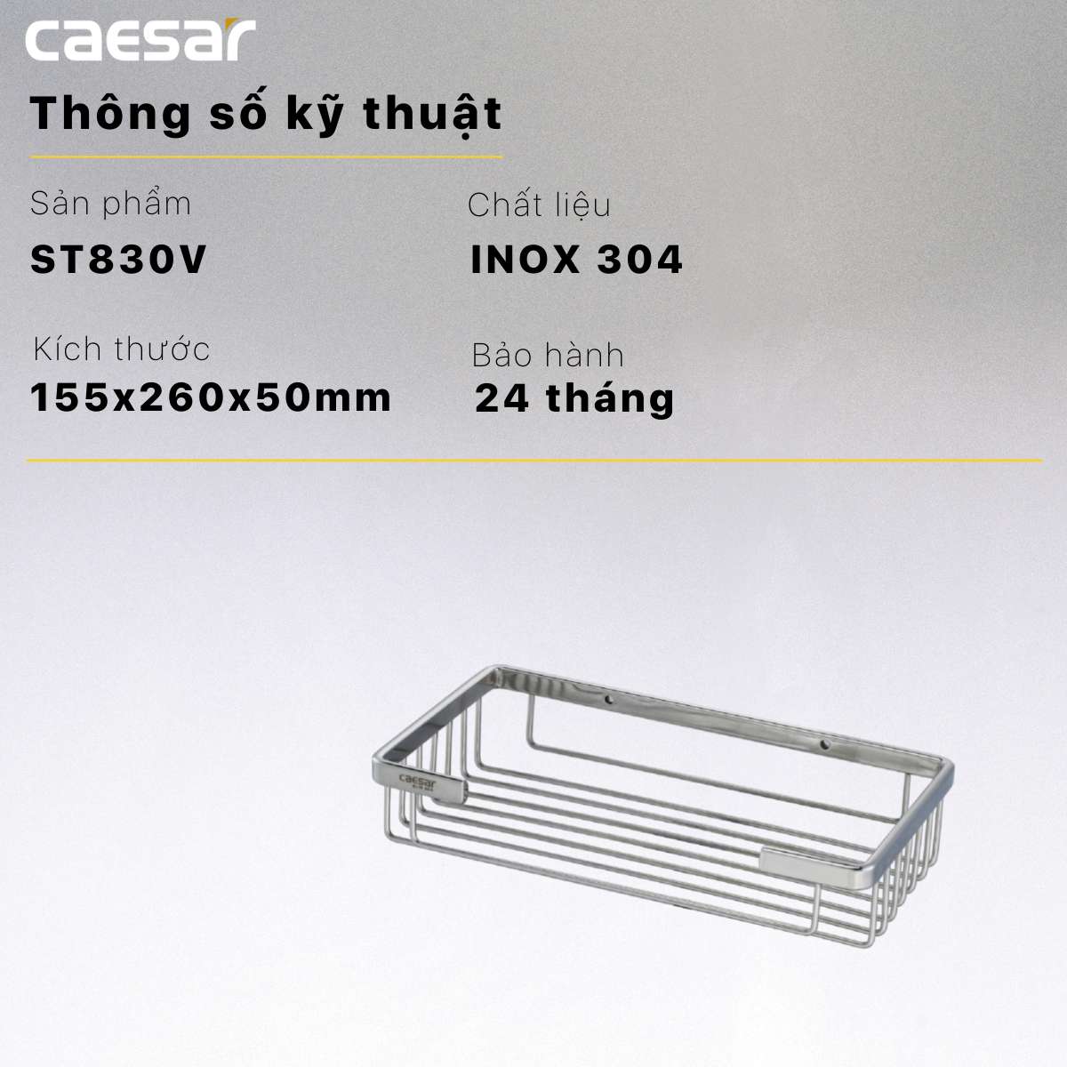 Kệ inox chữ nhật Caesar ST830V - 8