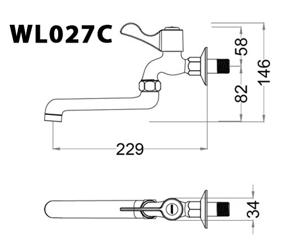 Vòi nước lạnh gắn tường Caesar WL027C - 2