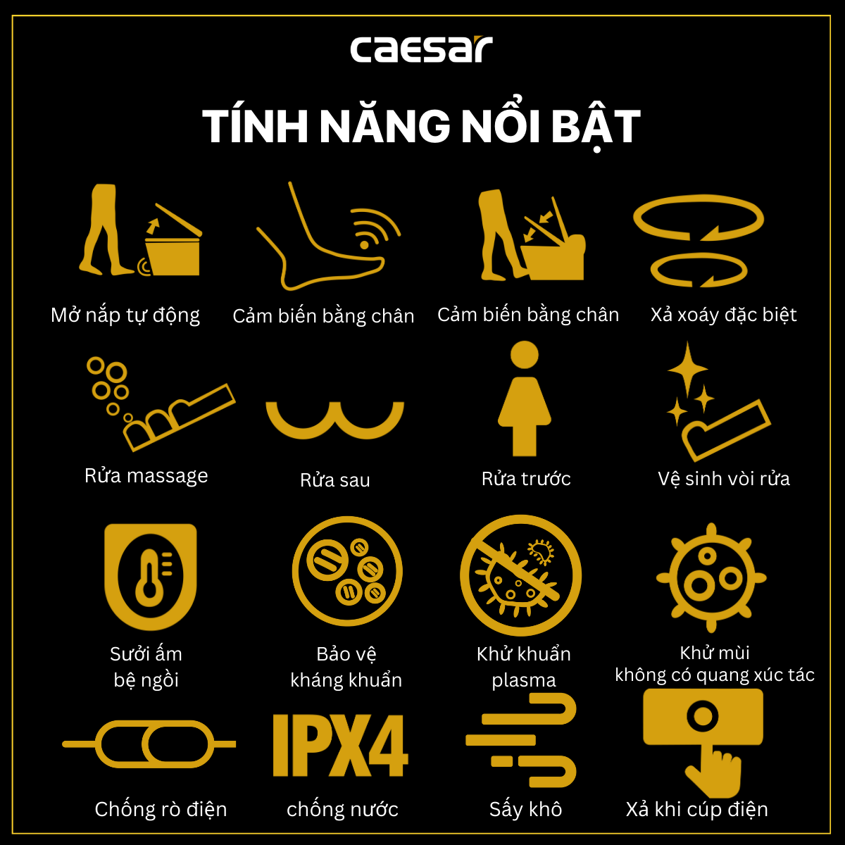 Bồn cầu điện tử thông minh Caesar CA1389H - 16