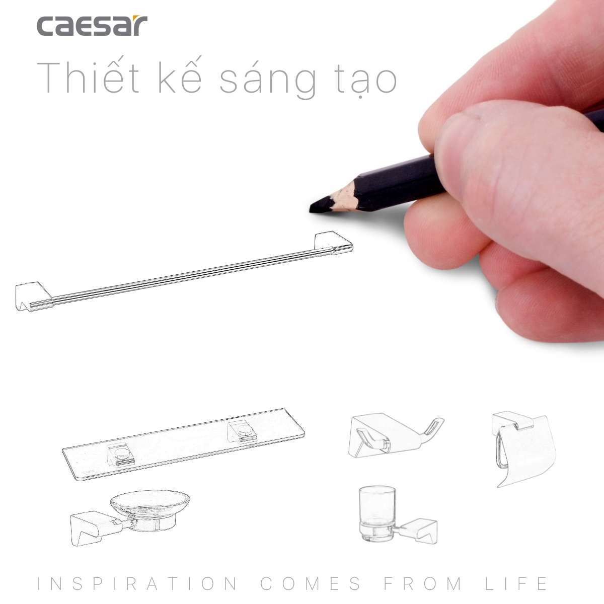 Thanh treo khăn Caesar Q8801 - 9