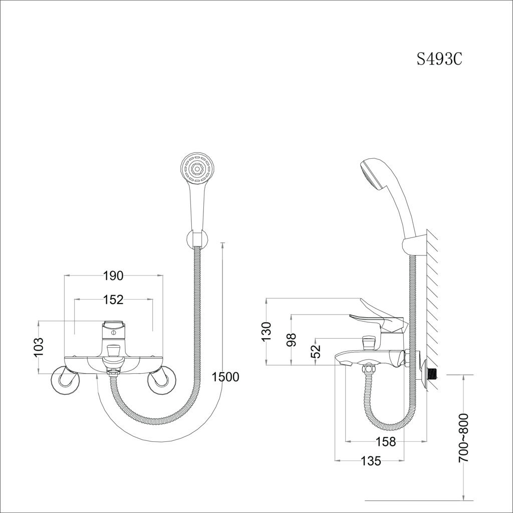 Bộ vòi sen tắm nóng lạnh Caesar S493C - 24