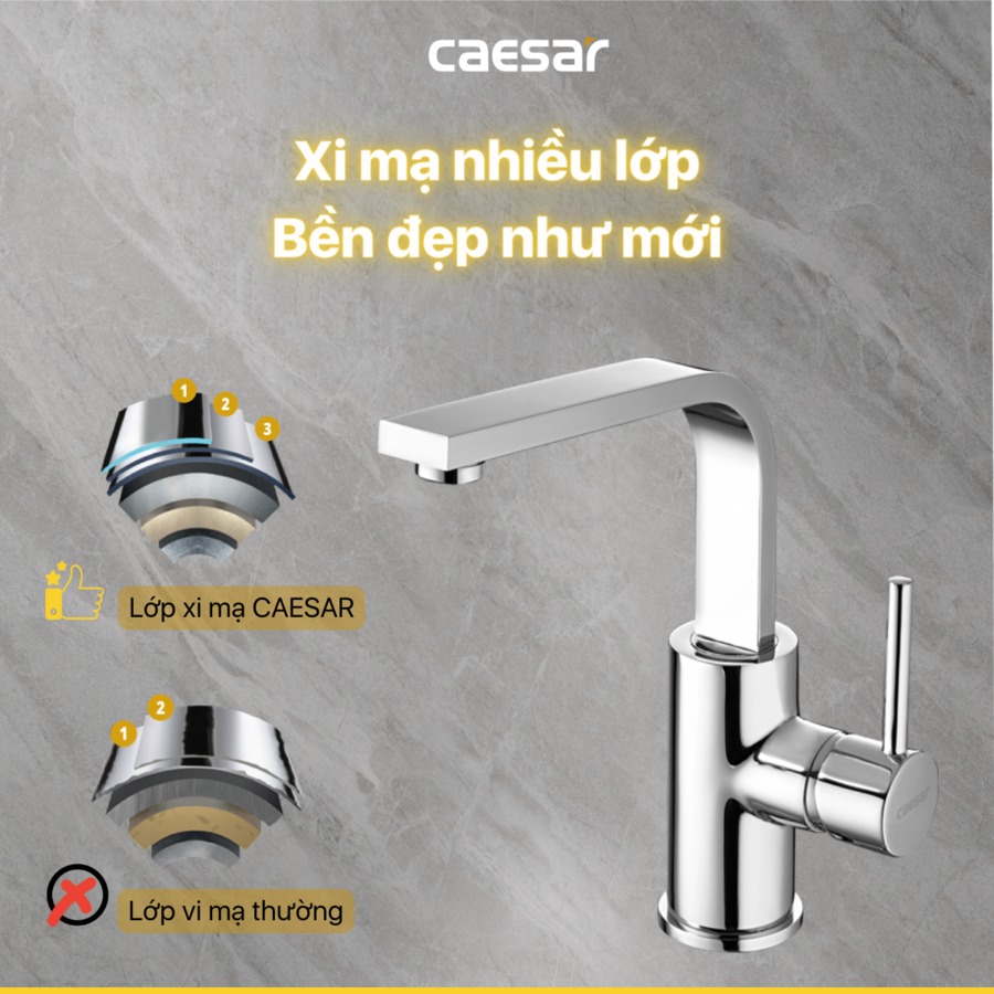Vòi chậu lavabo nóng lạnh Caesar B750CU - 10