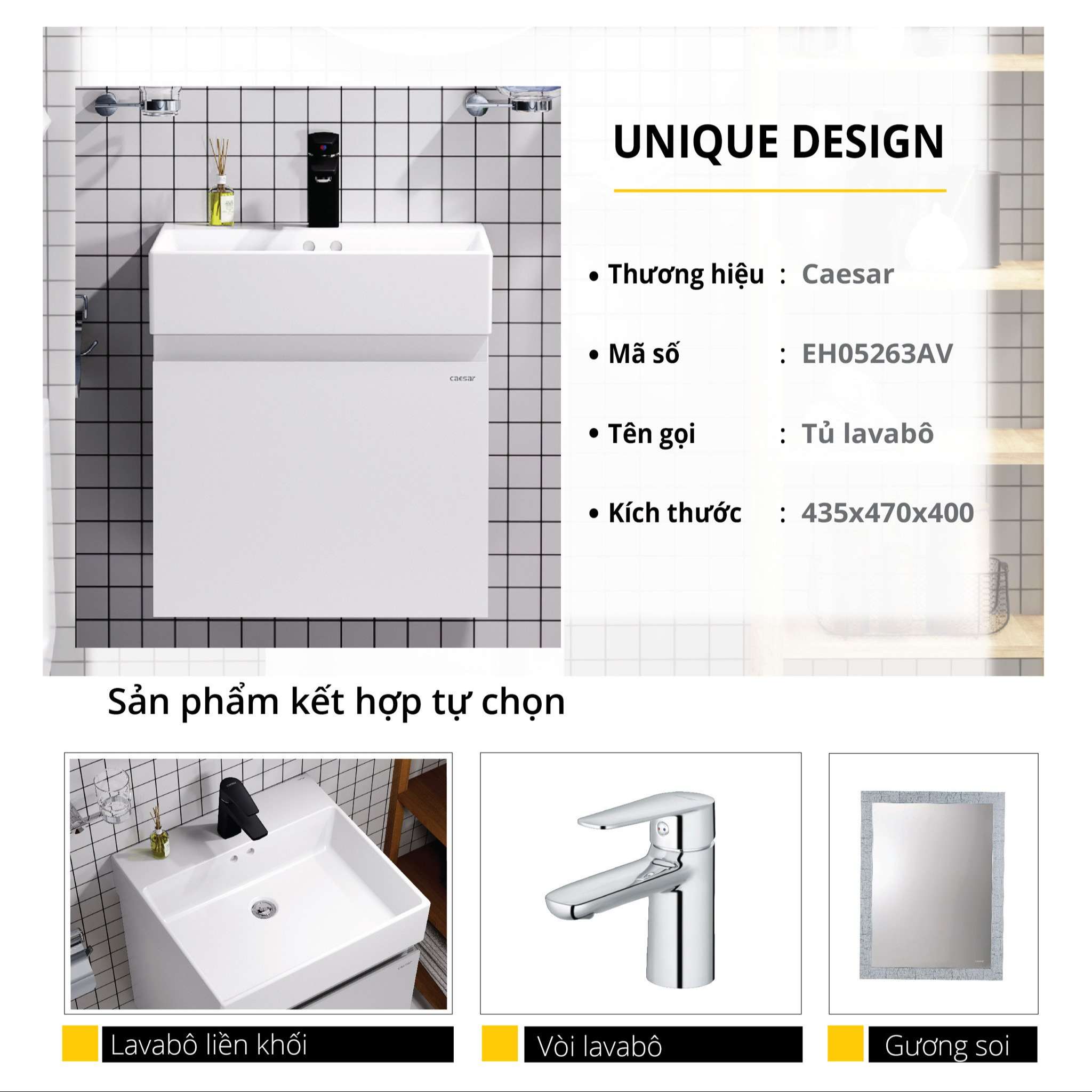 Bộ tủ lavabo Caesar LF5263+EH05263AV - 11