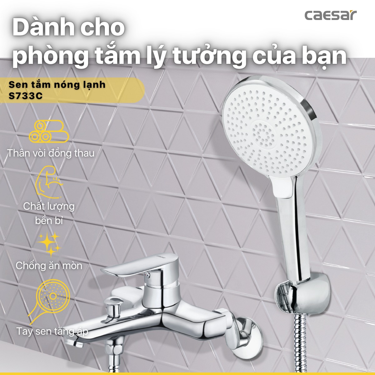 Bộ vòi sen tắm nóng lạnh Caesar S733C - 19