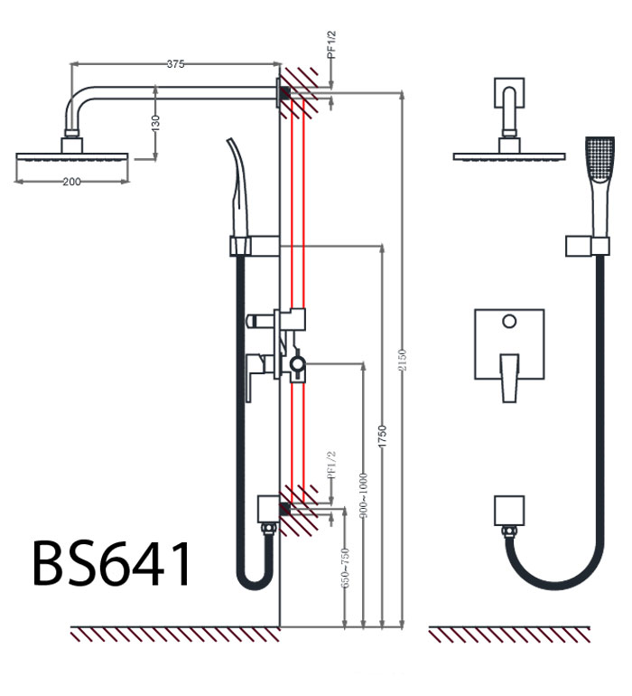 Sen tắm âm tường nóng lạnh Caesar BS641 - 2