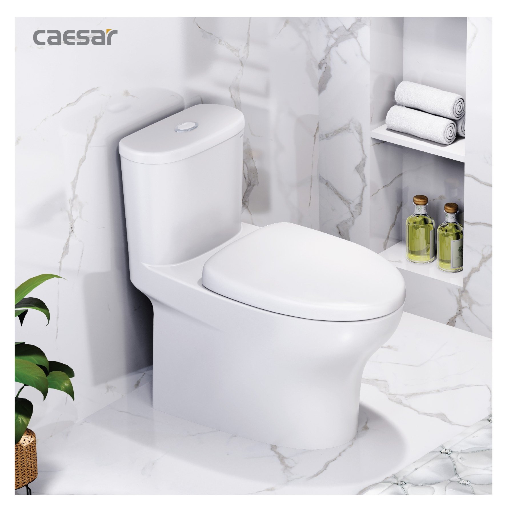 Bồn cầu 1 khối nắp êm Caesar C1394 (CD1394) - 19