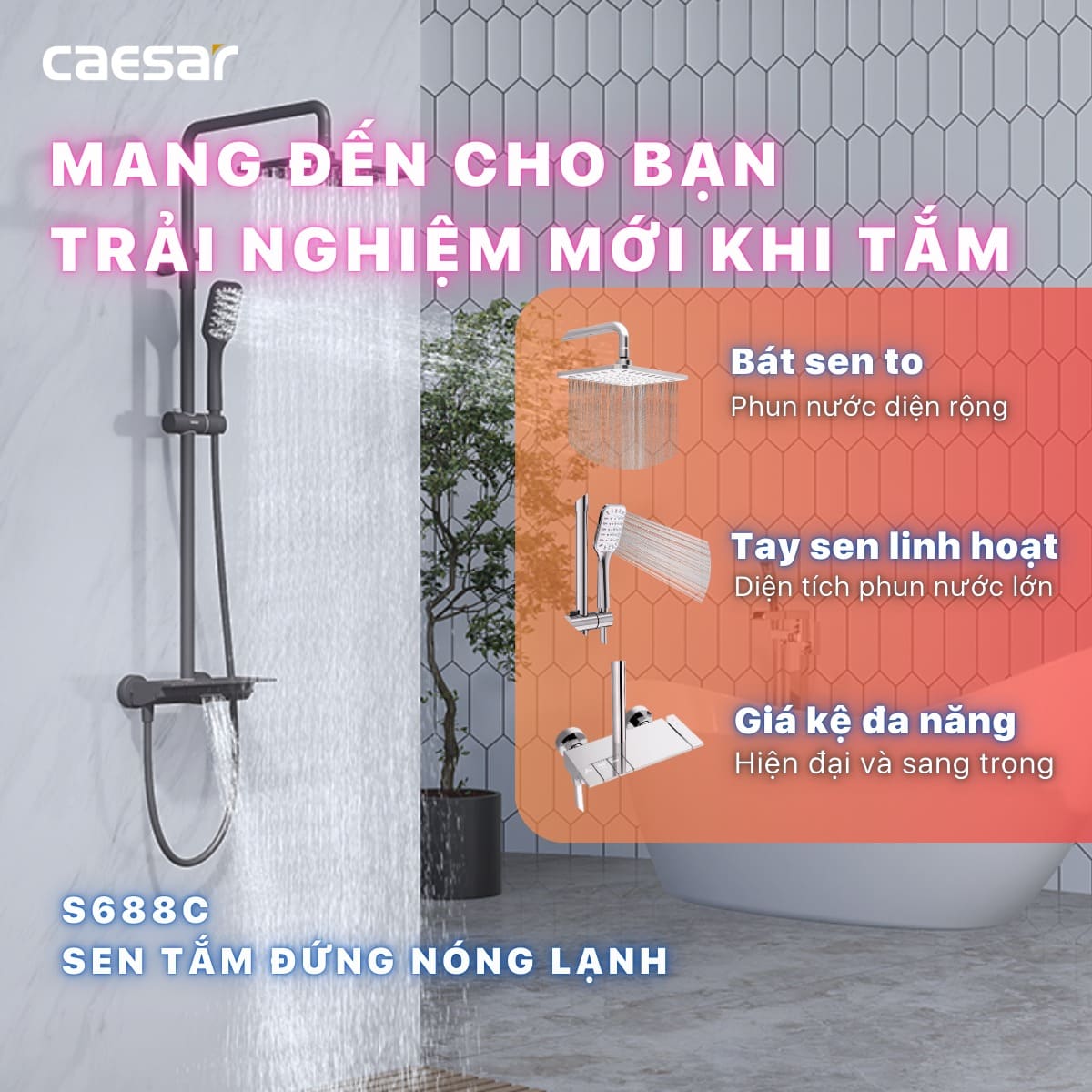 Bộ sen tắm cây nóng lạnh Caesar S688C - 16