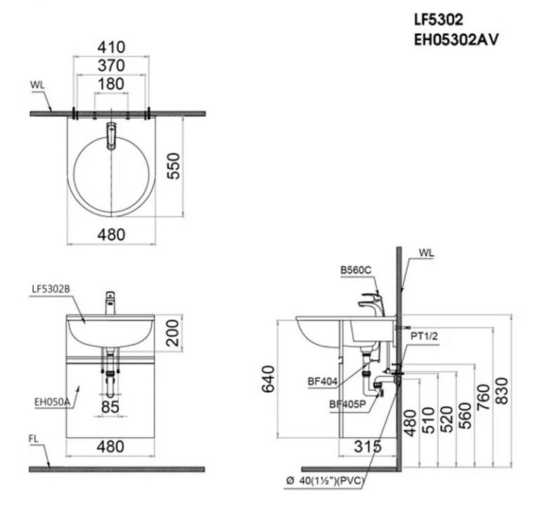 Tủ lavabo Caesar EH05302AV