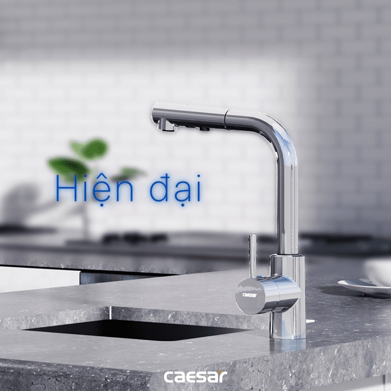 Vòi bếp dây rút nóng lạnh Caesar K915C - 19