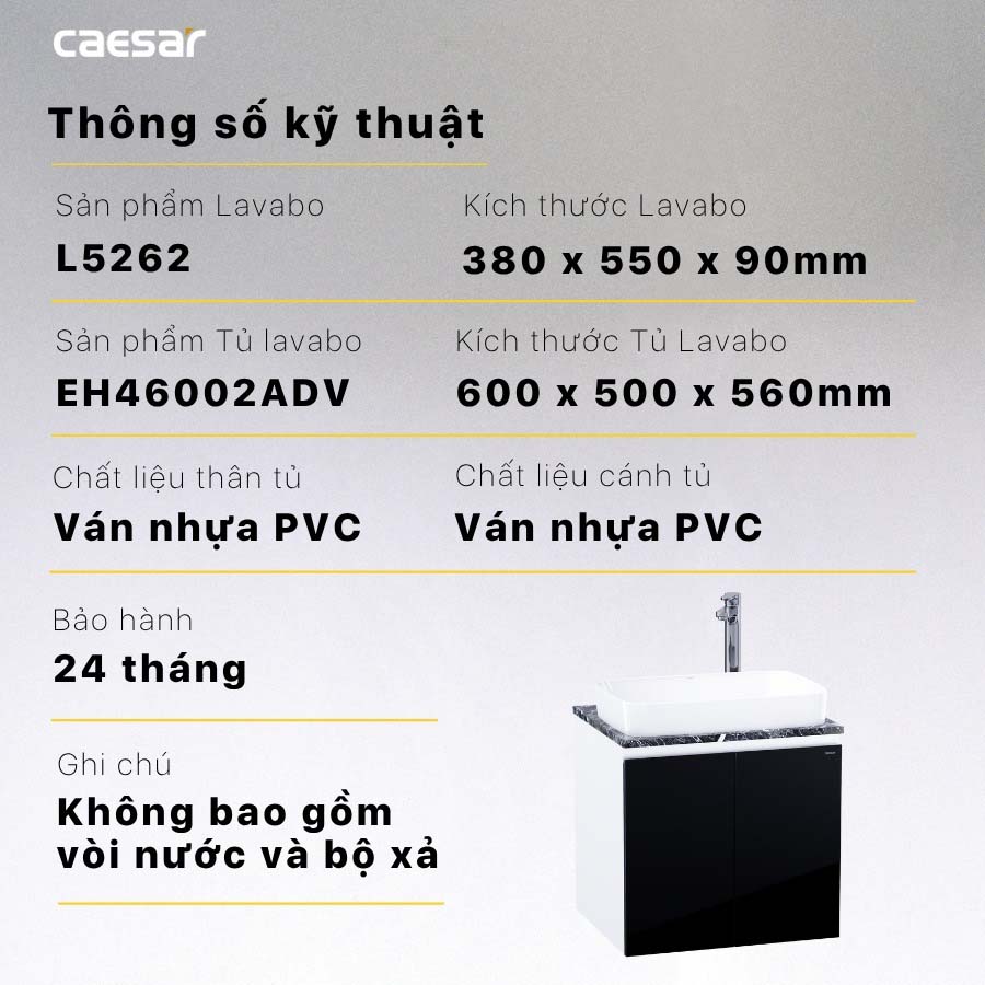 Bộ tủ lavabo Caesar L5262+EH46002ADV - 14