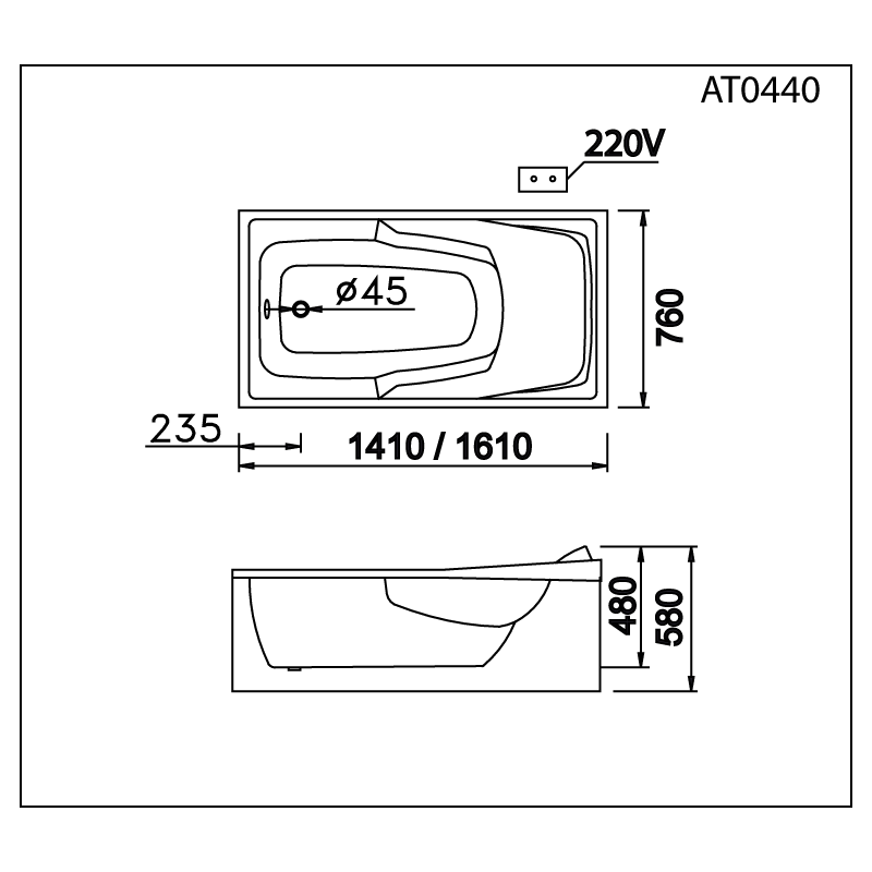 Bồn tắm xây 1m4 Caesar AT0440 - 3