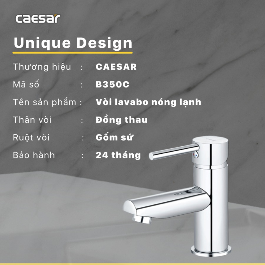 Vòi chậu lavabo nóng lạnh Caesar B350CU - 14