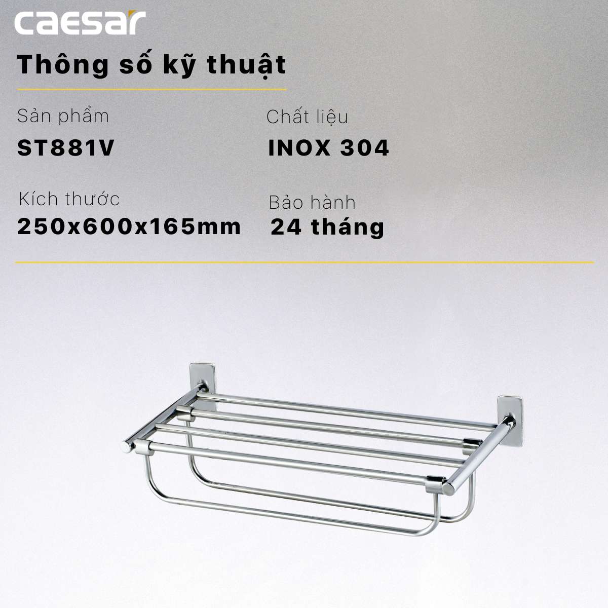 Kệ treo khăn inox Caesar ST881 - 8