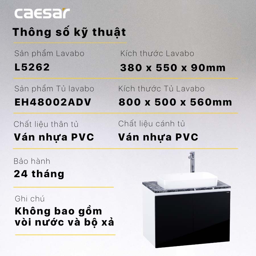 Bộ tủ lavabo Caesar L5262+EH48002ADV - 14