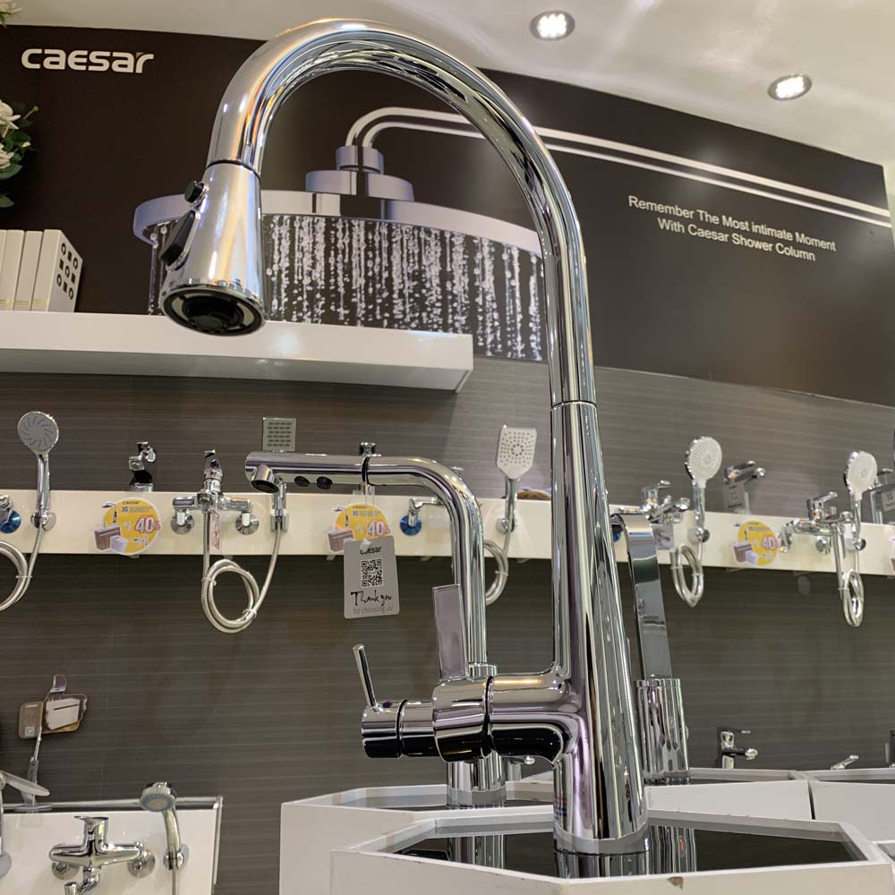 Vòi bếp dây rút nóng lạnh Caesar K905C - 8