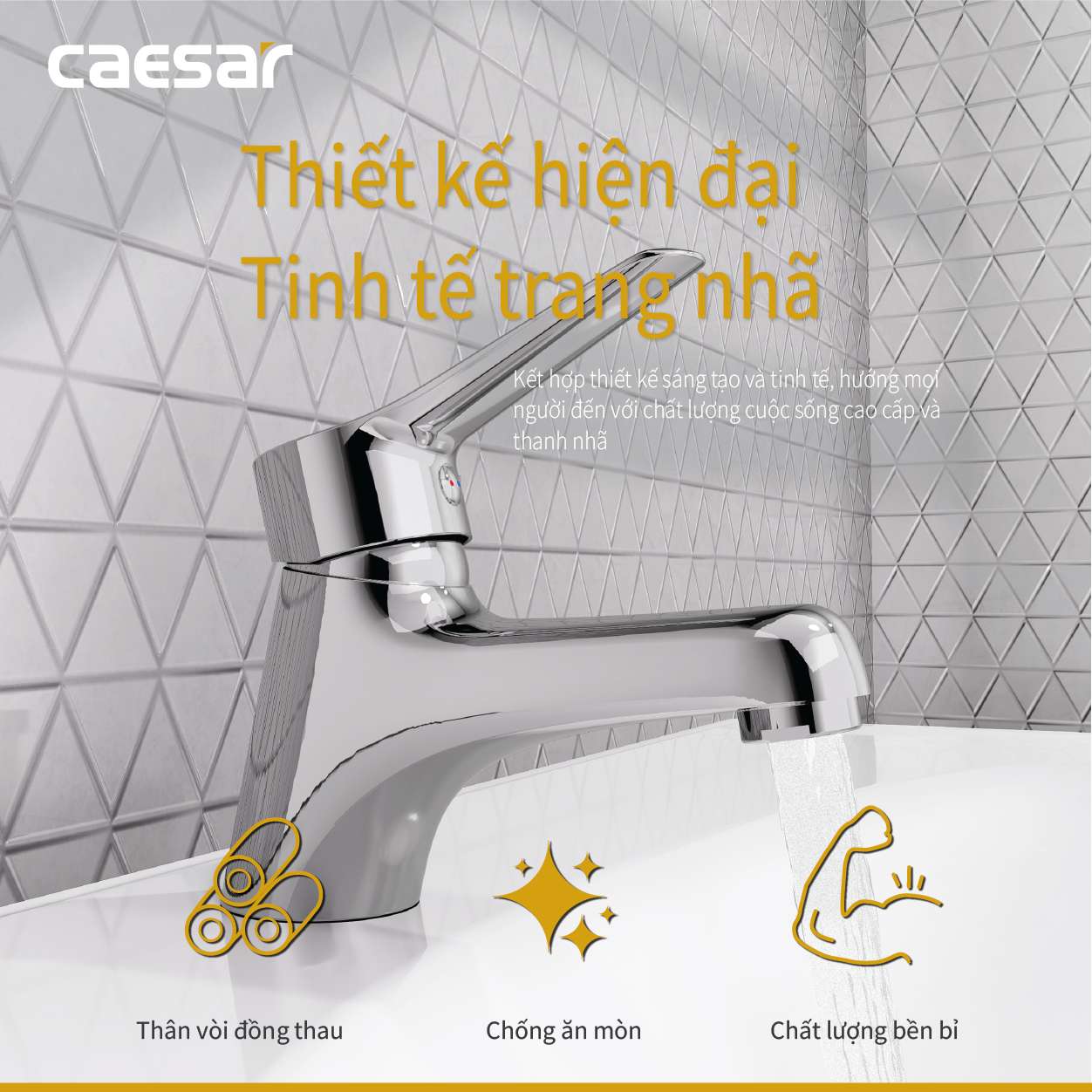 Vòi chậu lavabo nóng lạnh Caesar B330CU - 11