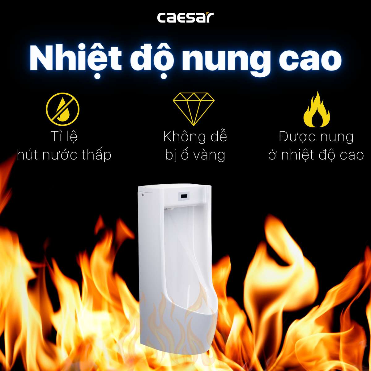 Bồn tiểu nam treo tường van cảm ứng Caesar UA0283 - 13