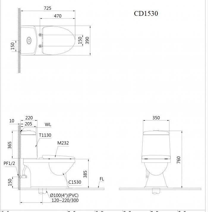 Bồn cầu 2 khối Caesar CD1530 nắp êm - 9