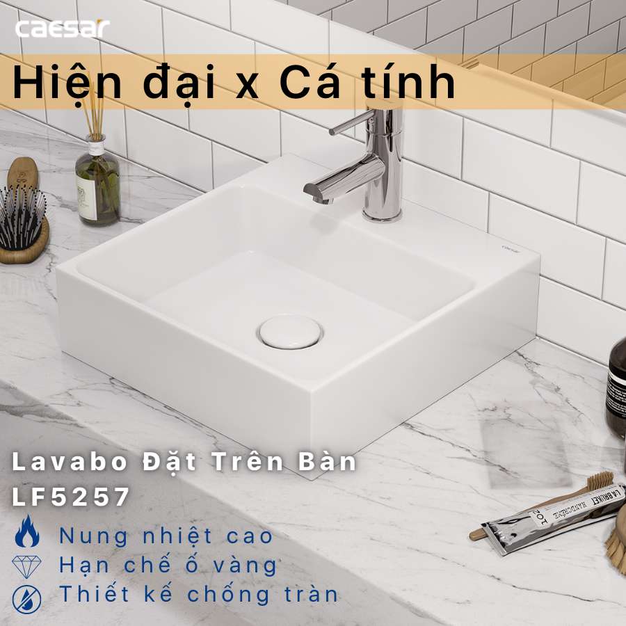 Chậu lavabo đặt bàn Caesar LF5257 - 3