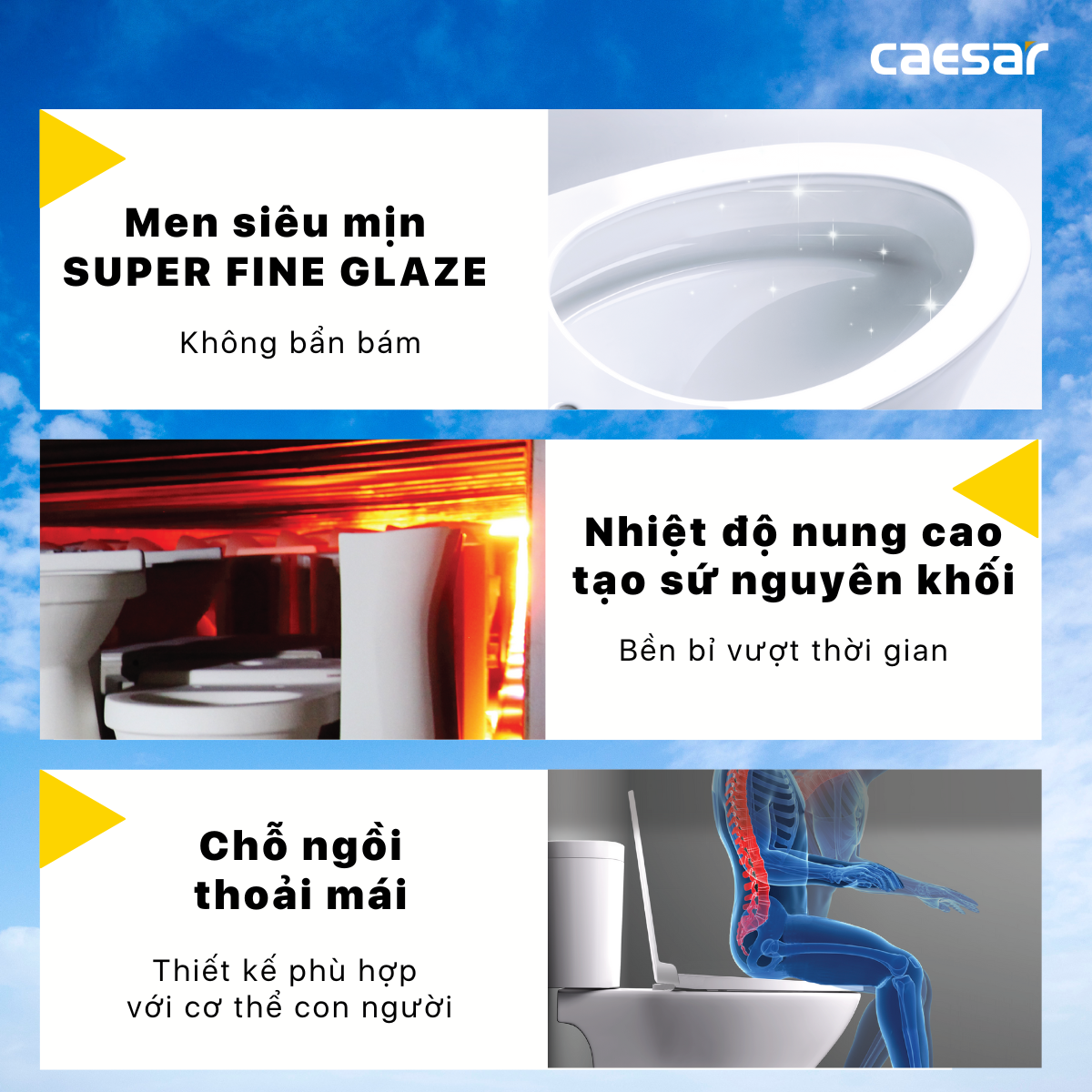 Bồn cầu 2 khối Caesar CD1325 nắp thường - 5