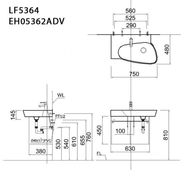 Bộ tủ lavabo Caesar LF5364+EH05362ADV - 2