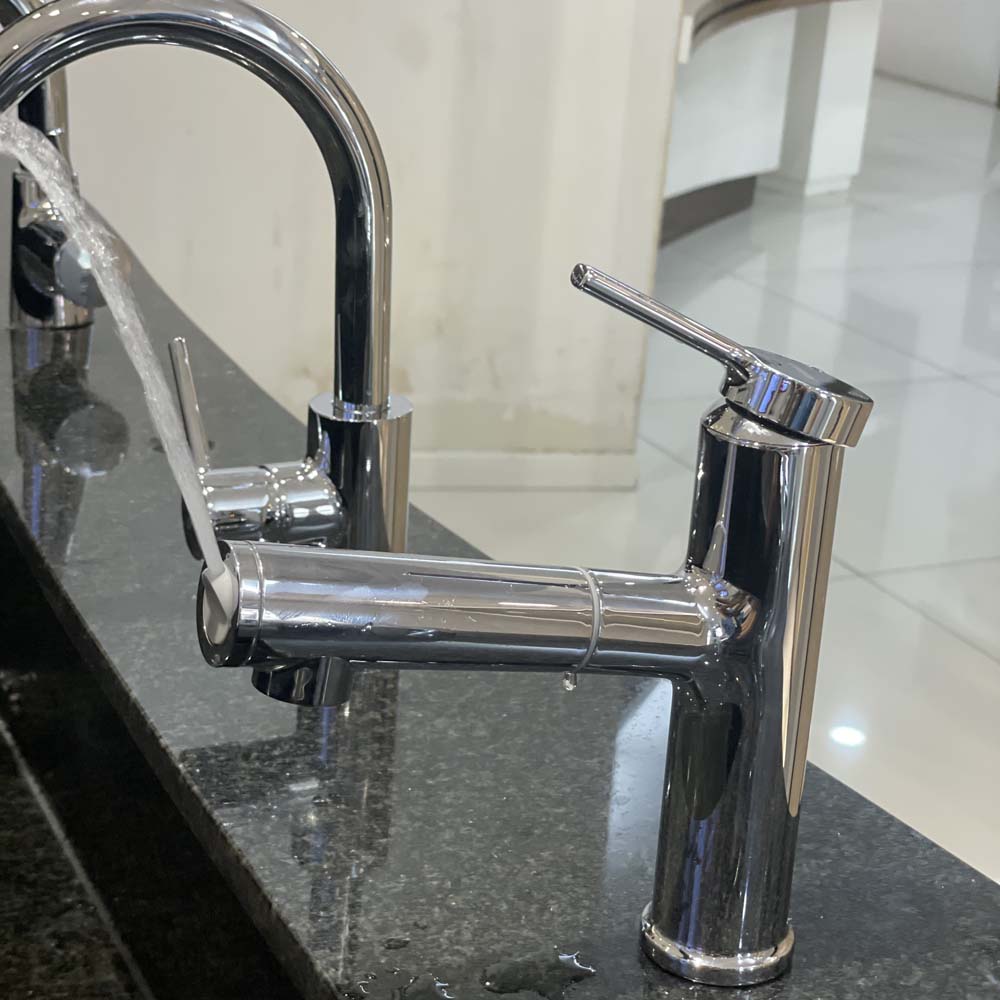 Vòi chậu lavabo nóng lạnh dây rút Caesar B196C - 7