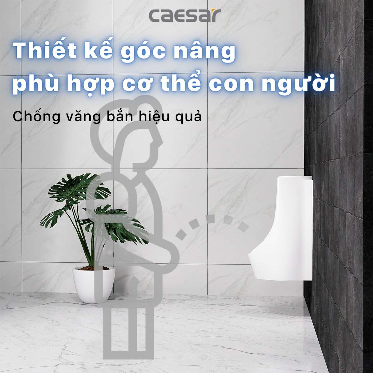 Bồn tiểu nam treo tường cảm ứng thoát ngang Caesar UA0234 - 9