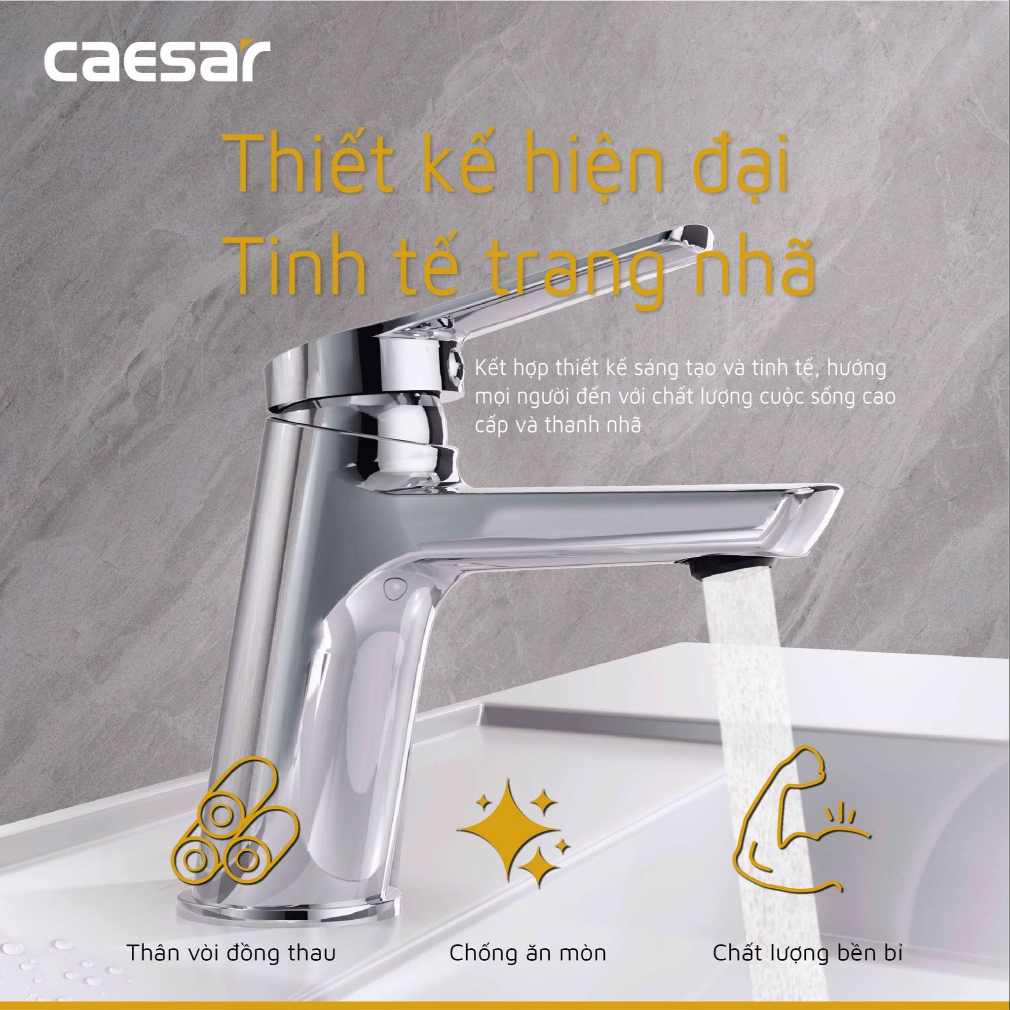 Vòi chậu lavabo nóng lạnh Caesar B200CU - 12