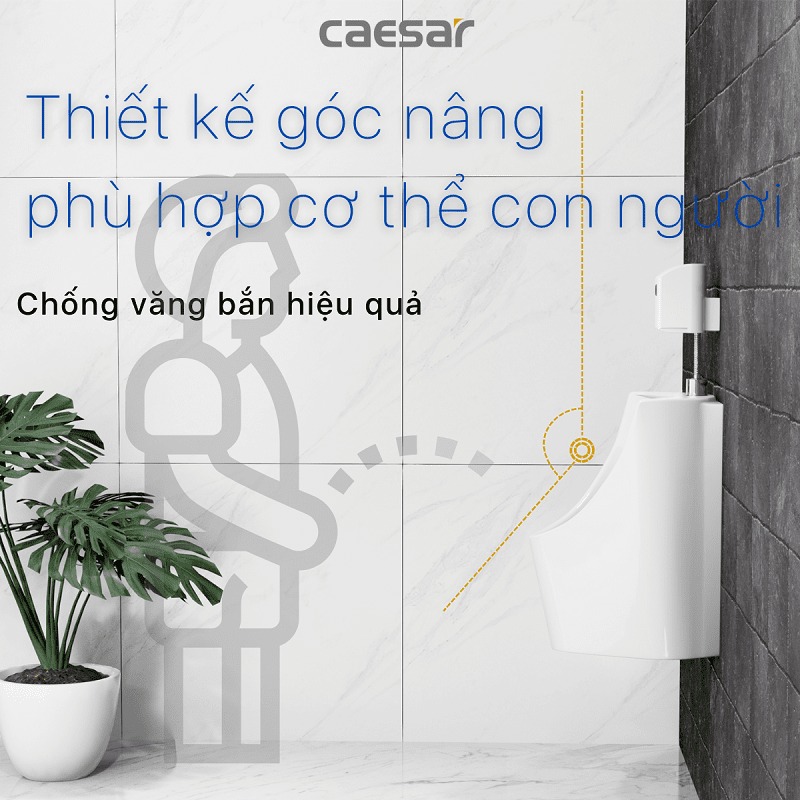 Bồn tiểu nam treo tường thoát ngang Caesar U0233 - 5