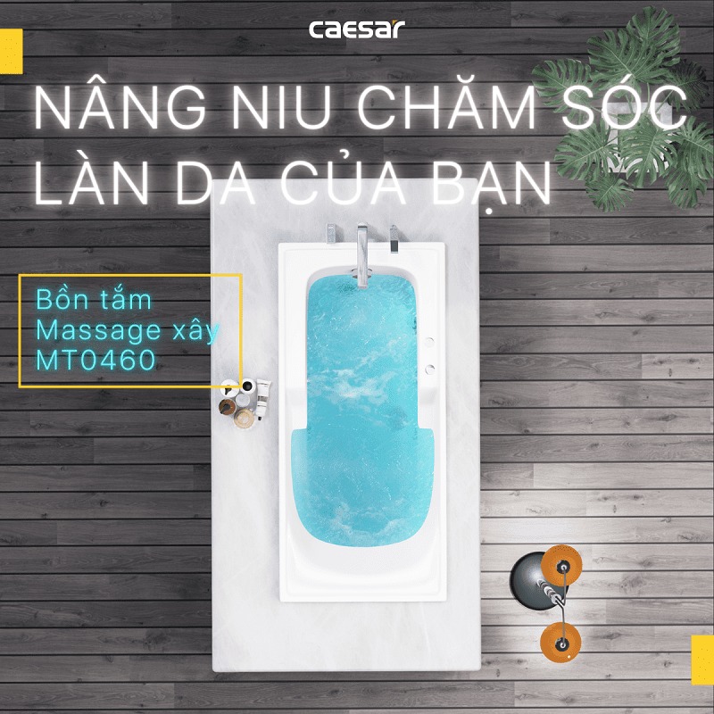Bồn tắm xây 1m6 massage Caesar MT0460 - 2