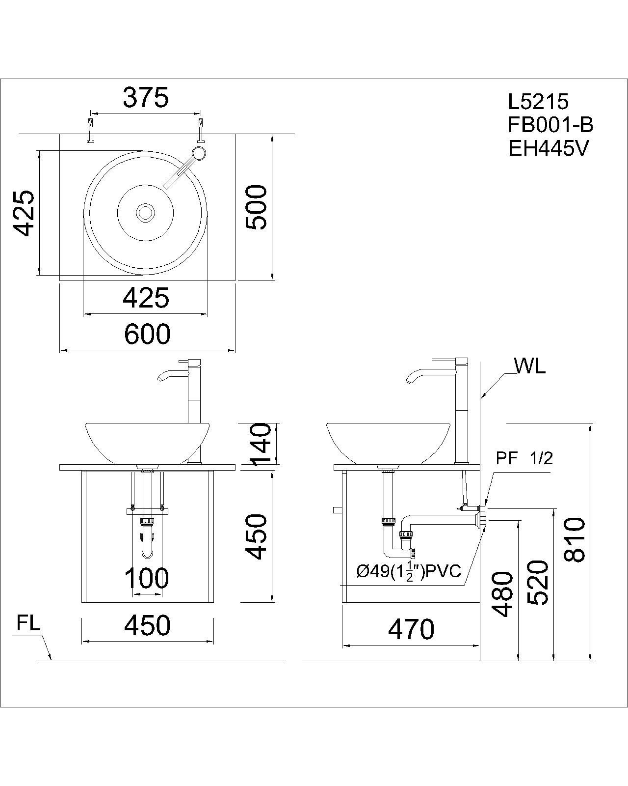 Chậu lavabo đặt bàn Caesar L5215