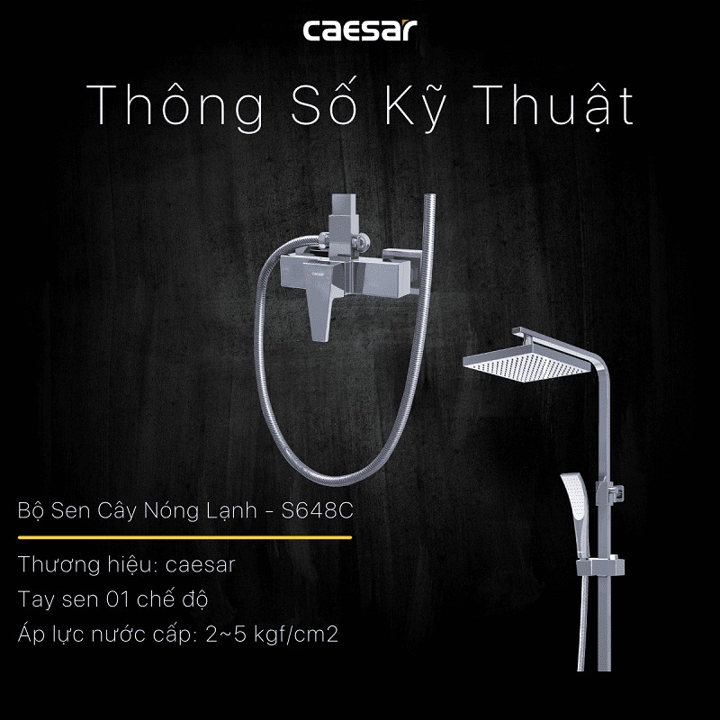 Bộ sen tắm cây nóng lạnh Caesar S648C - 18