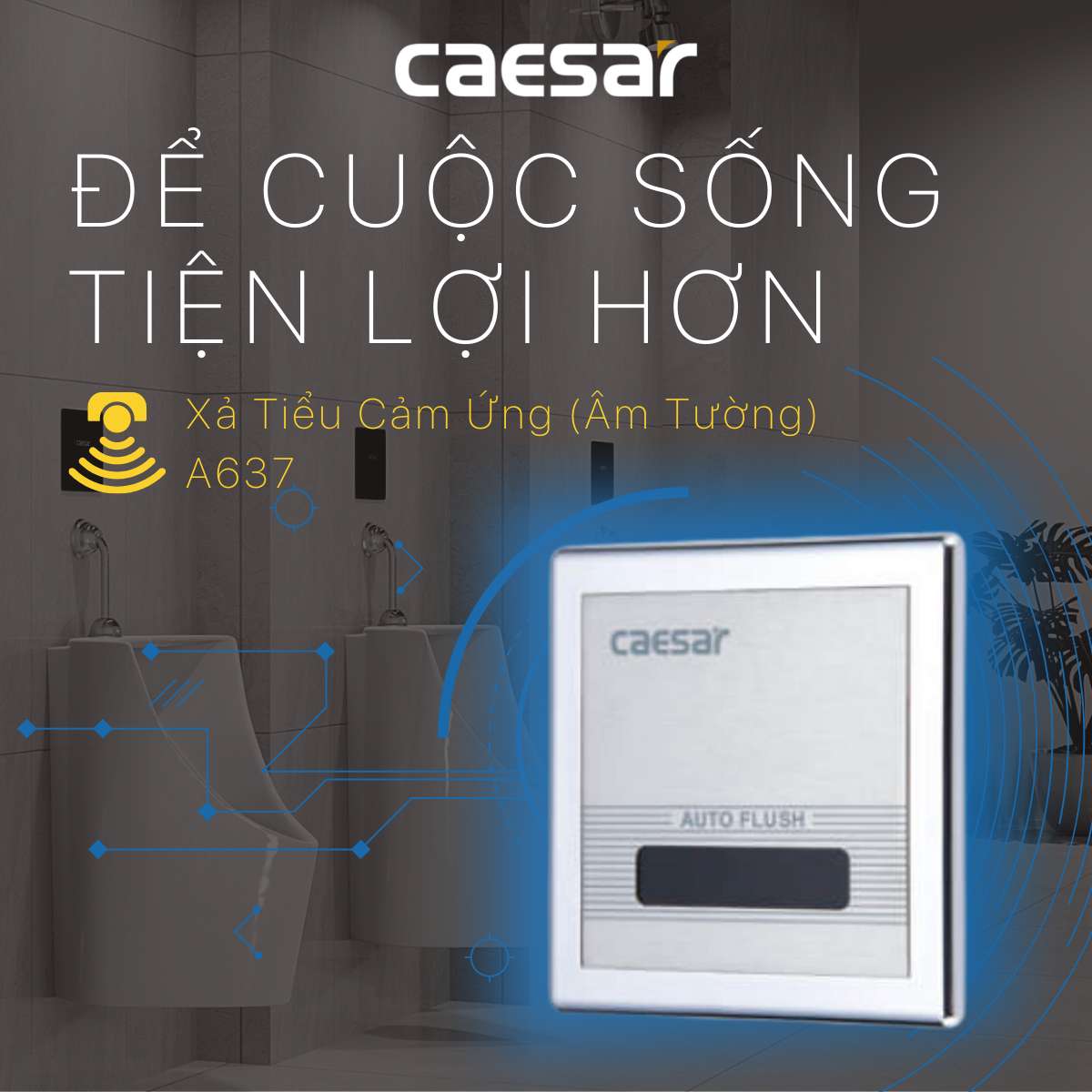 Van xả cảm ứng bồn tiểu nam Caesar A637 - 8