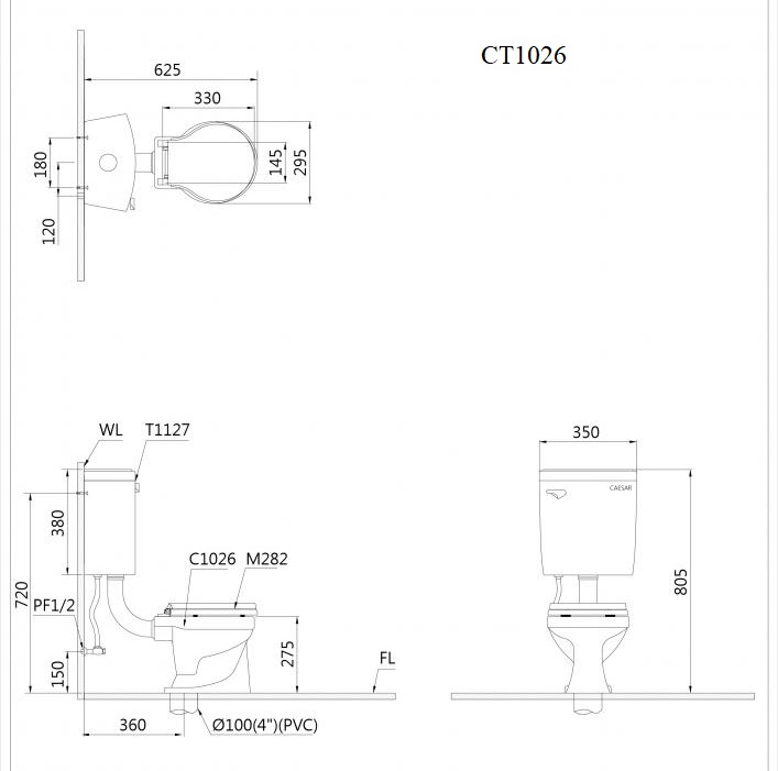 Bồn cầu trẻ em 2 khối Caesar CT1026 nắp êm - 9