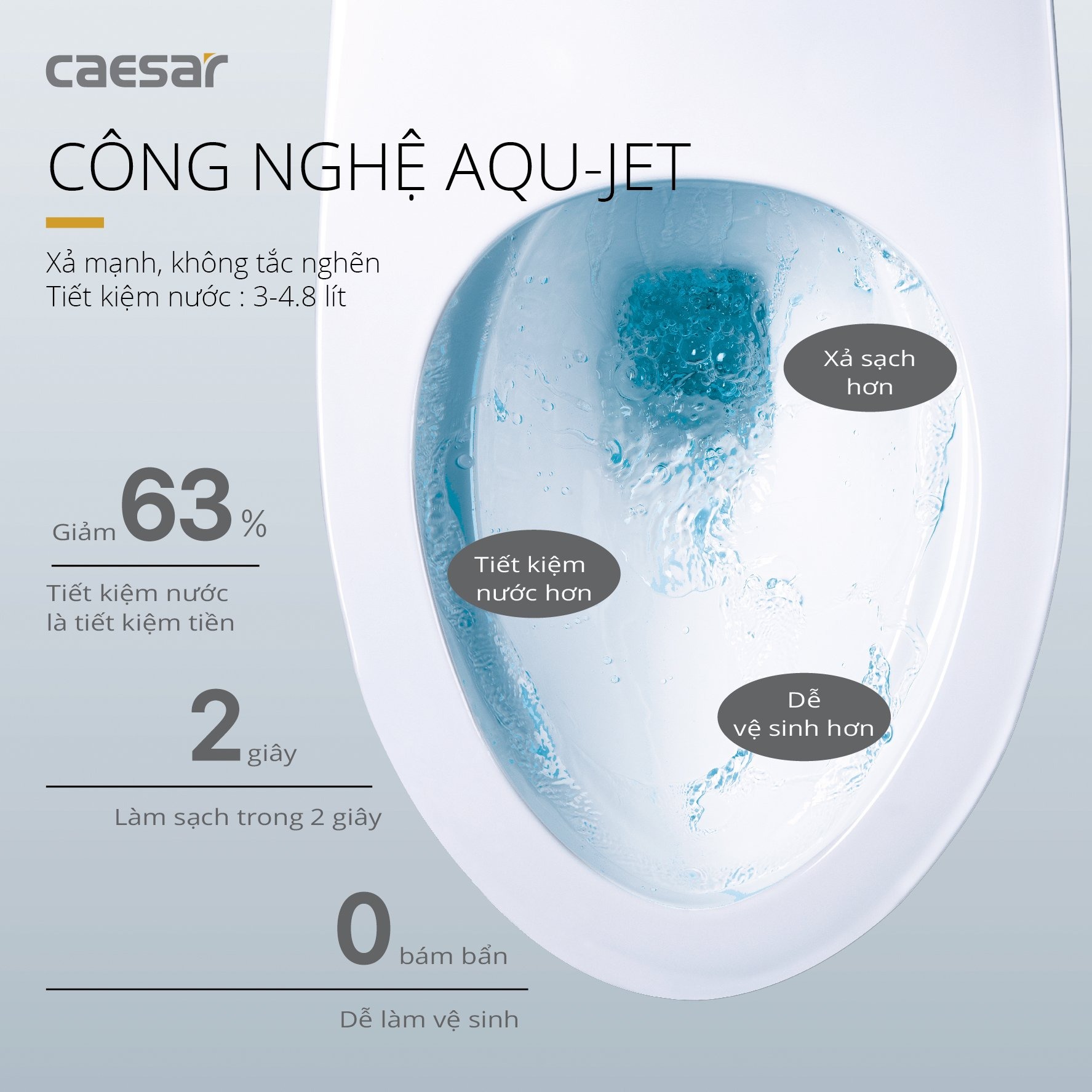Bồn cầu 2 khối Caesar CD1341 nắp đóng êm - 4