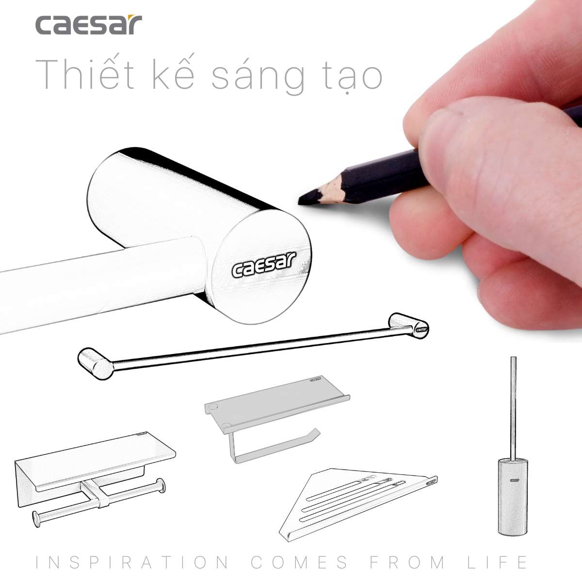 Giá treo khăn Caesar Q6301B màu đen - 14
