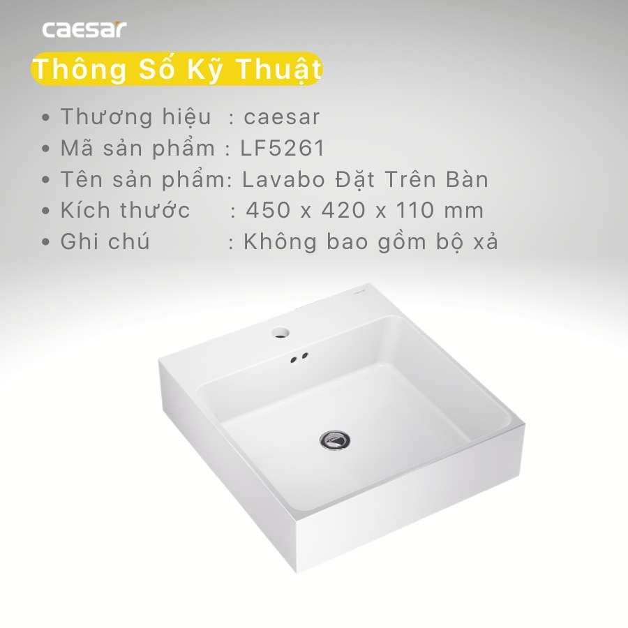 Chậu lavabo đặt bàn Caesar LF5261 - 15
