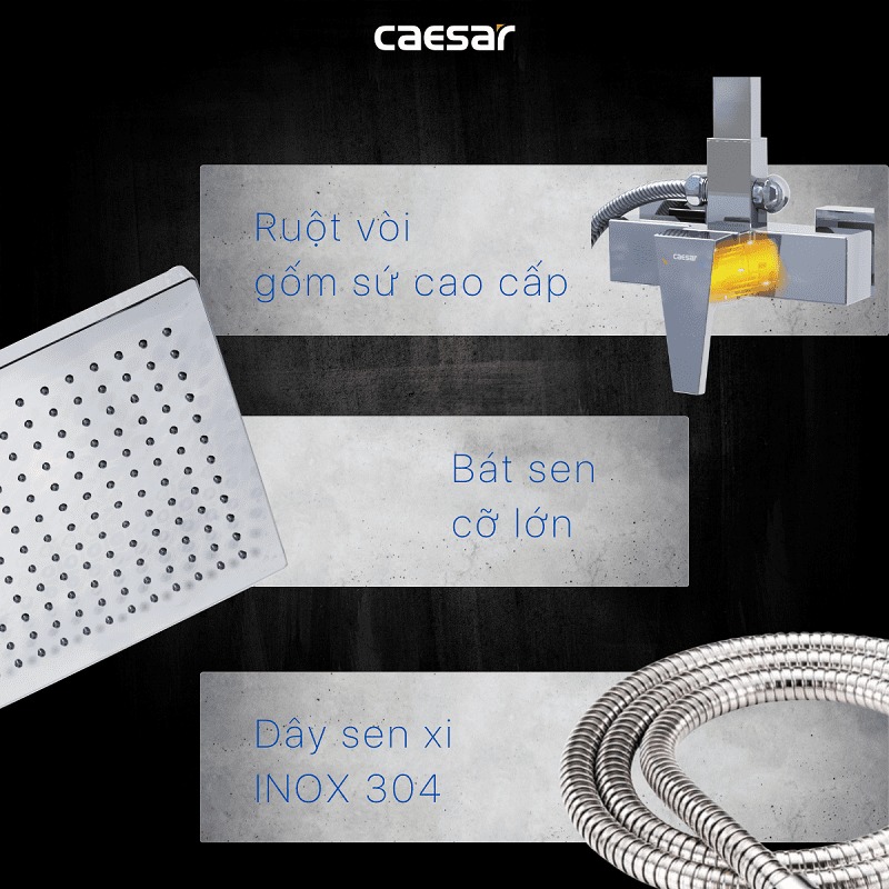Bộ sen tắm cây nóng lạnh Caesar S648C - 17