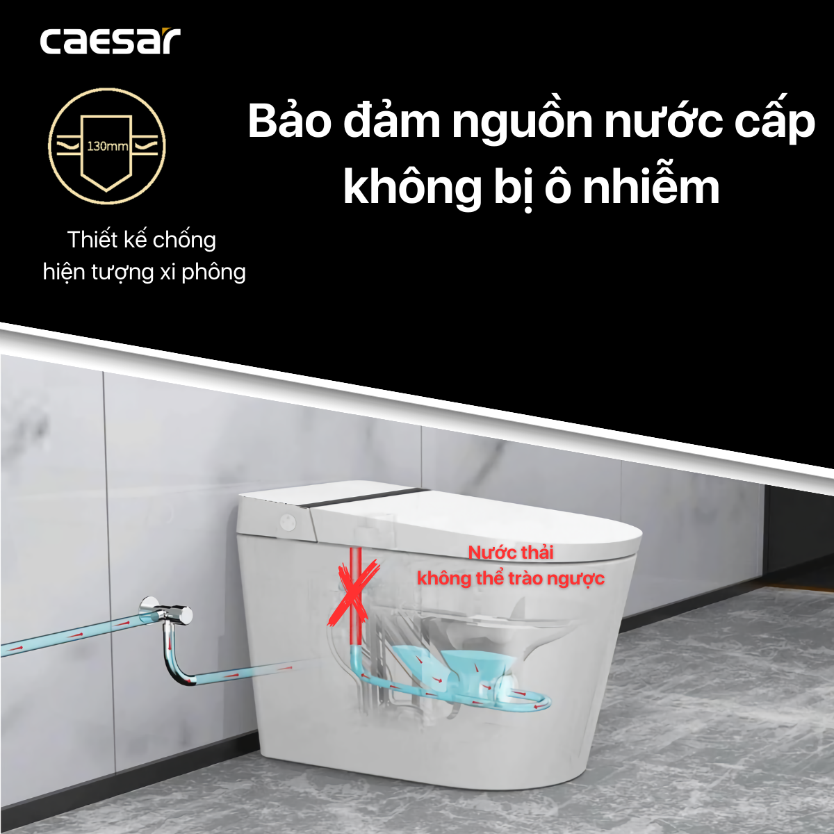Bồn cầu điện tử thông minh Caesar CA1389H - 19