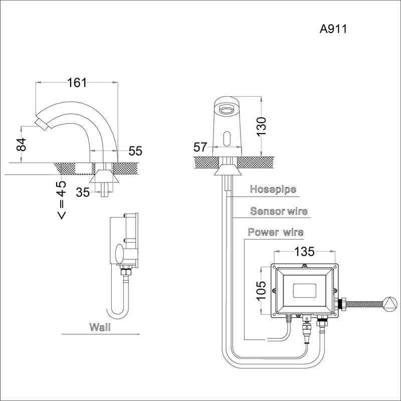Vòi chậu lavabo cảm ứng nước lạnh Caesar A911 - 25