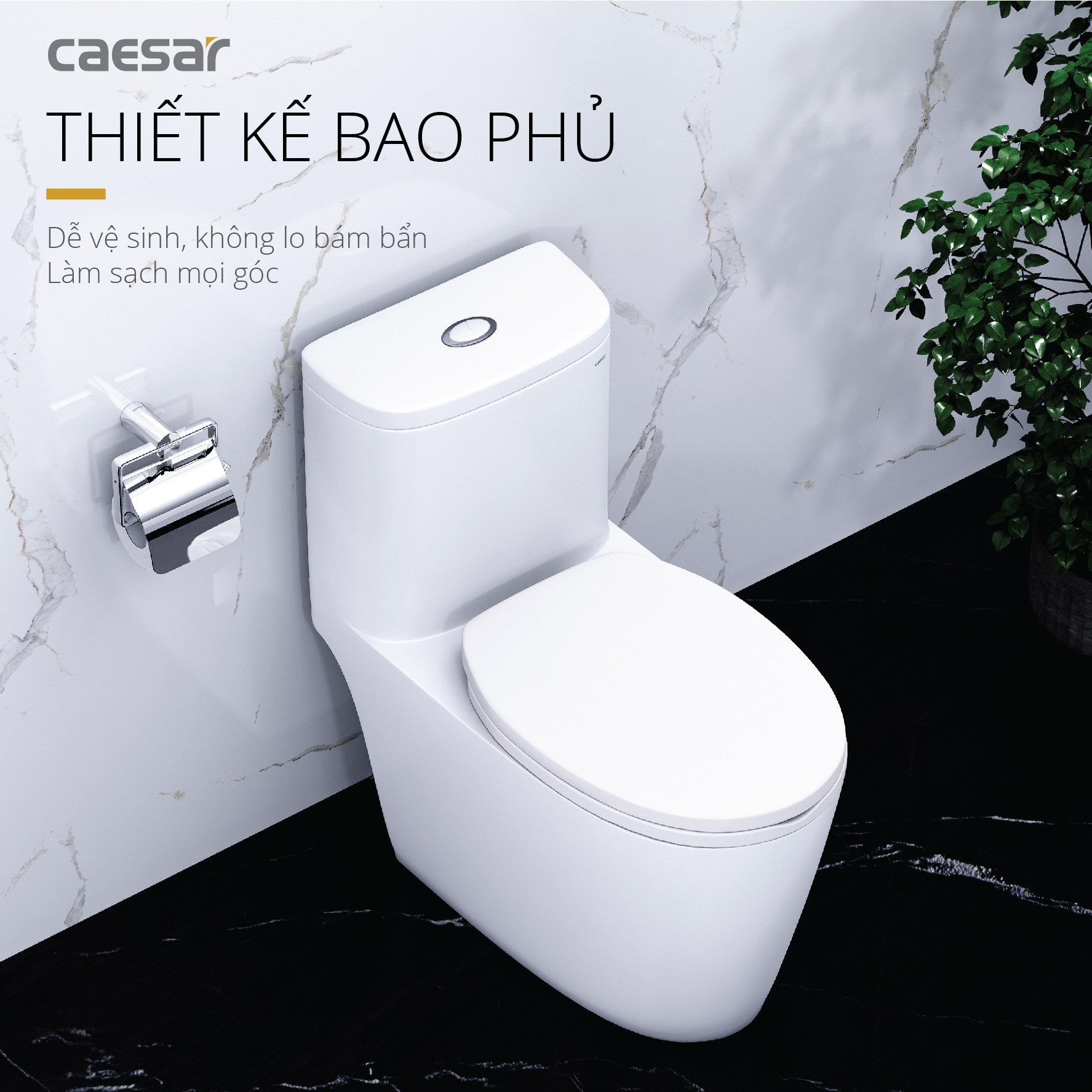 Bồn cầu 1 khối Caesar C1364 (CD1364) nắp đóng êm - 11