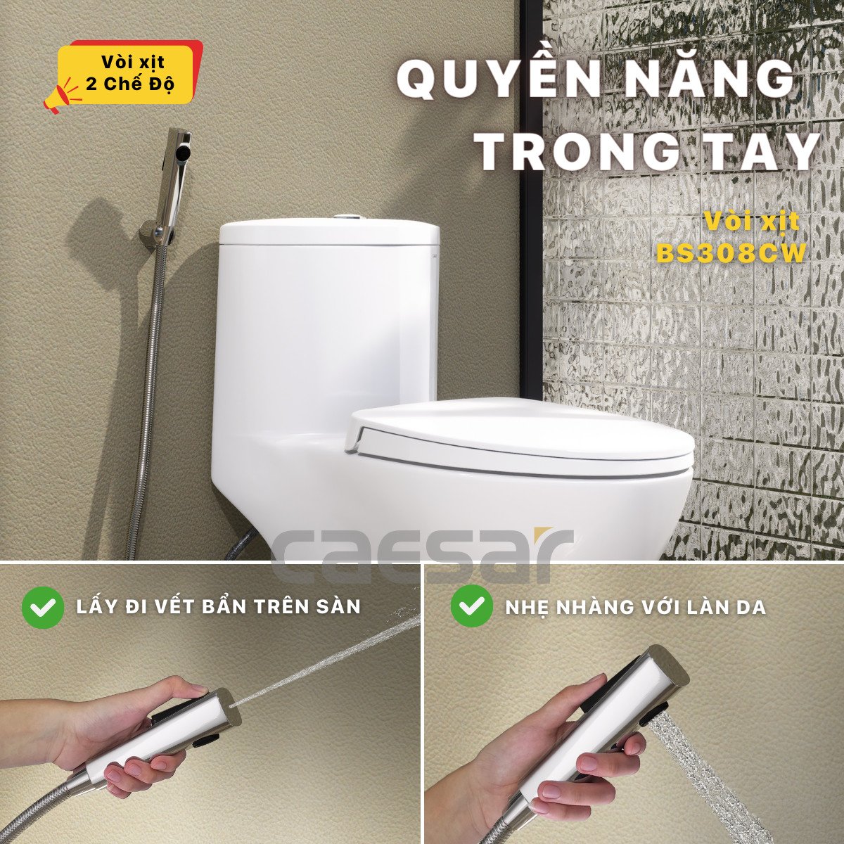 Vòi xịt vệ sinh Caesar BS308CW - 7